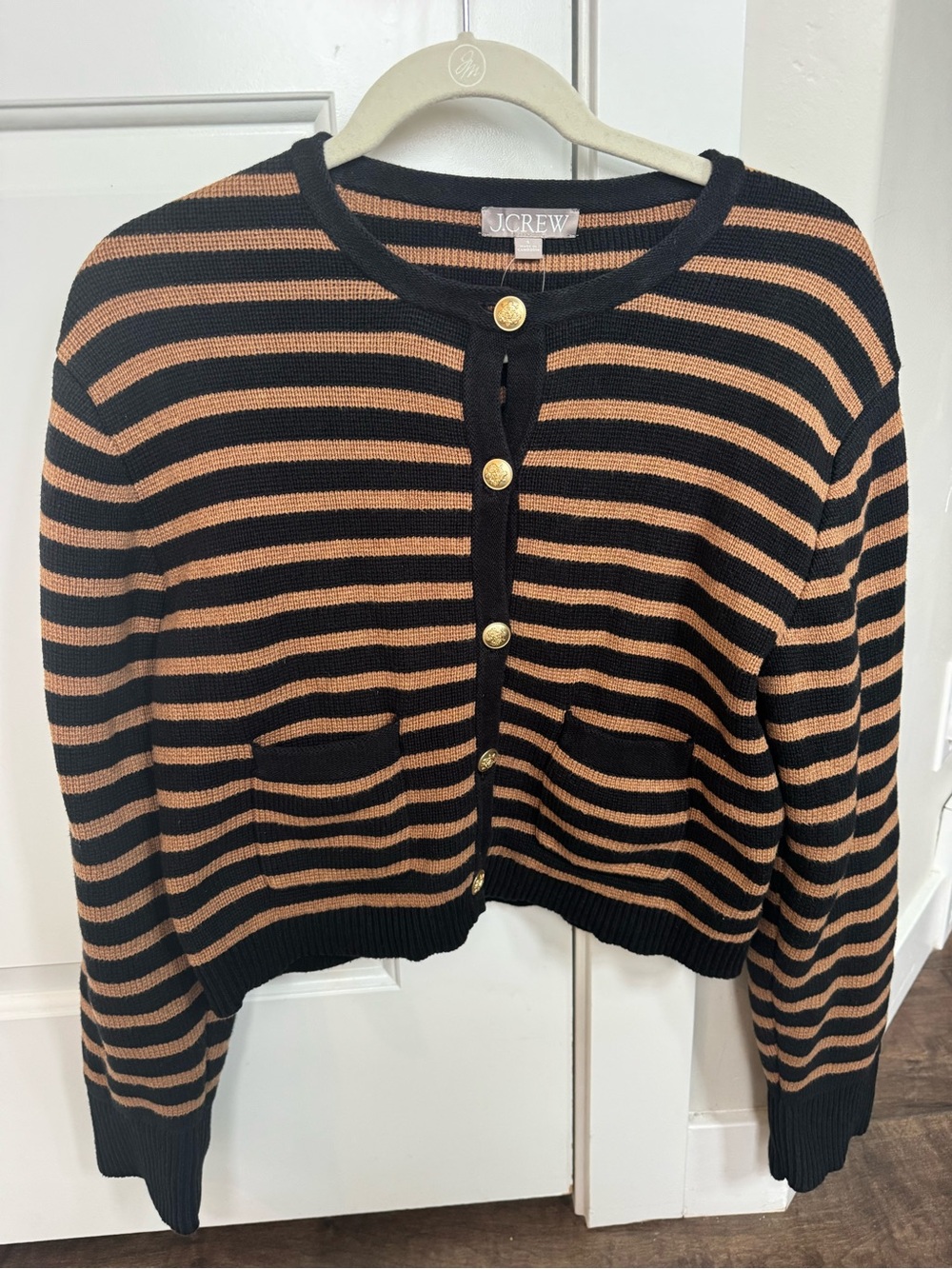 J. Crew Emilie Sweater- Black and Tan Striped